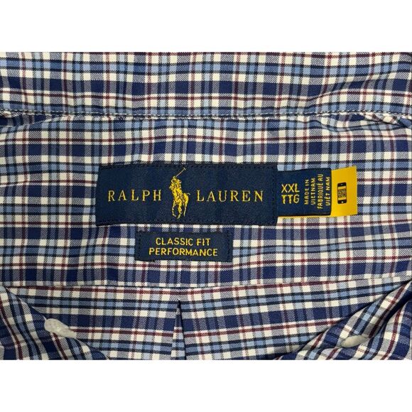 Polo Ralph Lauren Dress Shirt Men 2XL XXL TTG Performance Fit Nylon Blend Blue - Picture 4 of 6